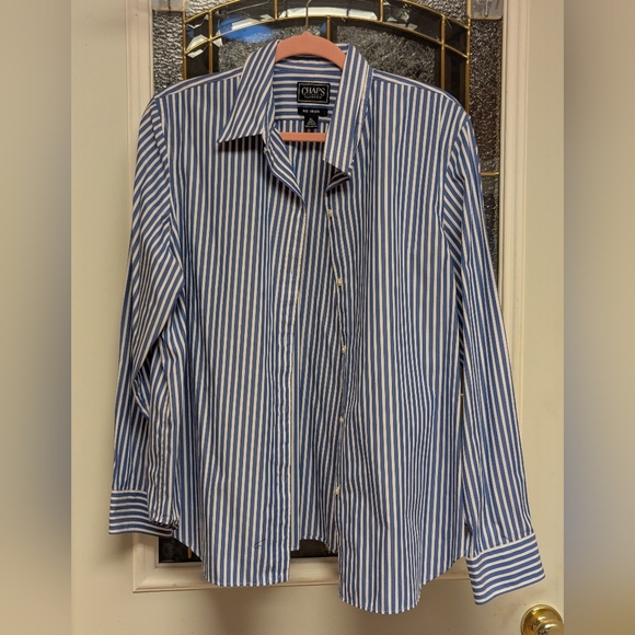 S364, Chaps Blue Striped Women's Shirt - Picture 1 of 7